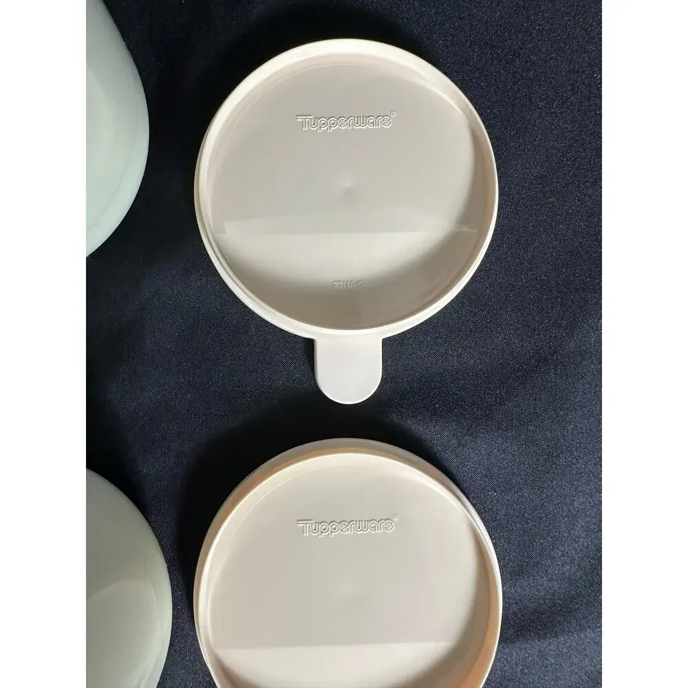 Tupperware Vintage Creamer 2309A & Sugar 23108 Pink Lids Ivory Base Set Vintage